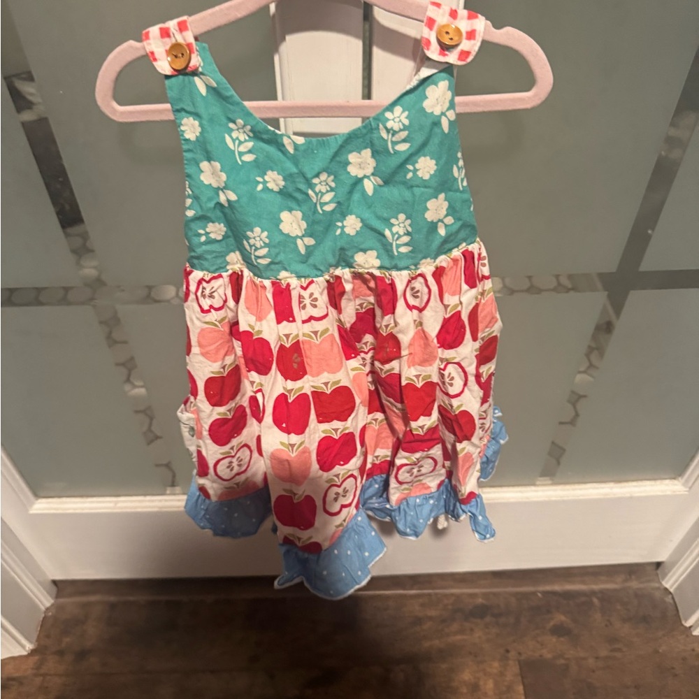 SweetHoney Blue and Red Floral Apple Dress